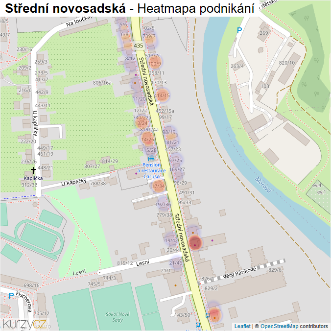 Mapa Střední novosadská - Firmy v ulici.
