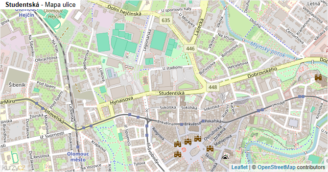 Studentská - mapa ulice