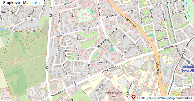 Stupkova - mapa ulice