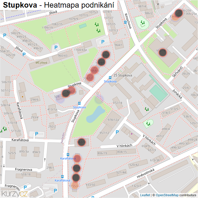 Mapa Stupkova - Firmy v ulici.