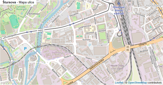 Štursova - mapa ulice