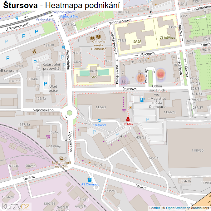 Mapa Štursova - Firmy v ulici.