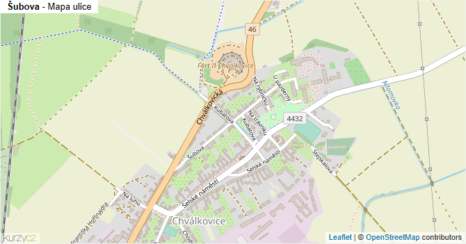 Šubova - mapa ulice