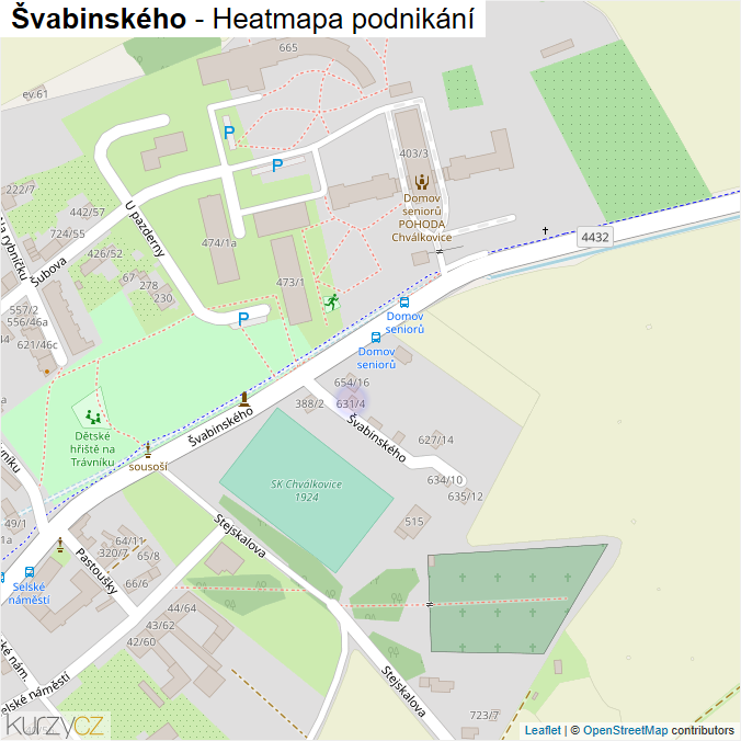 Mapa Švabinského - Firmy v ulici.
