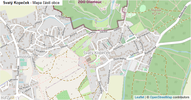 Svatý Kopeček - mapa části obce