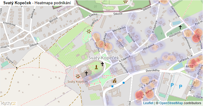 Svatý Kopeček - mapa podnikání