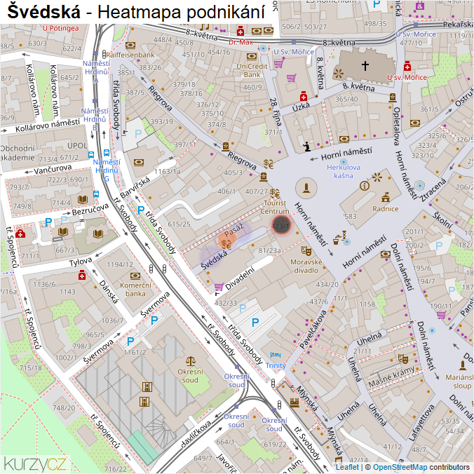 Mapa Švédská - Firmy v ulici.