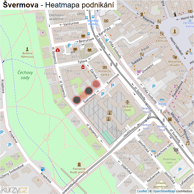 Mapa Švermova - Firmy v ulici.