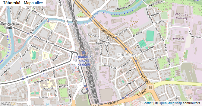 Táborská - mapa ulice