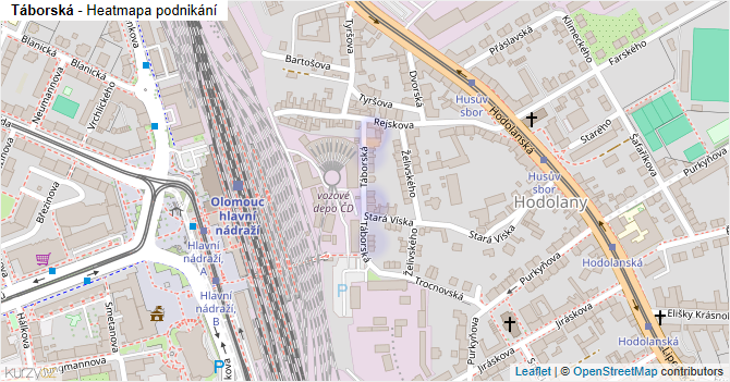 Táborská - mapa podnikání
