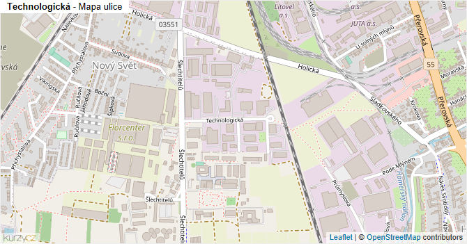 Technologická - mapa ulice