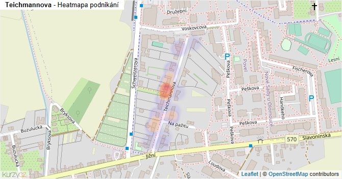 Teichmannova - mapa podnikání