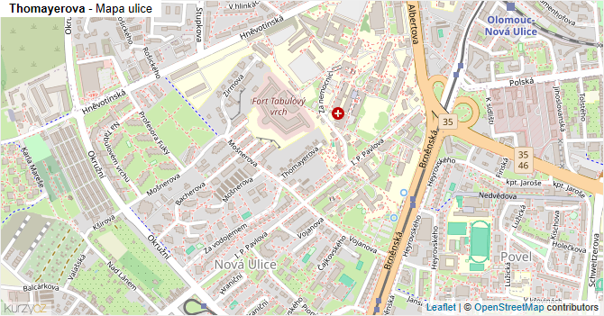 Thomayerova - mapa ulice
