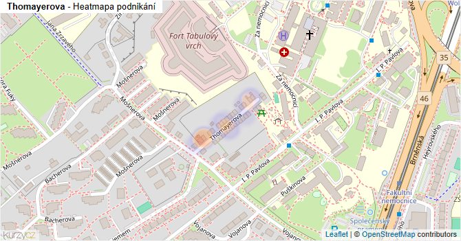 Thomayerova - mapa podnikání