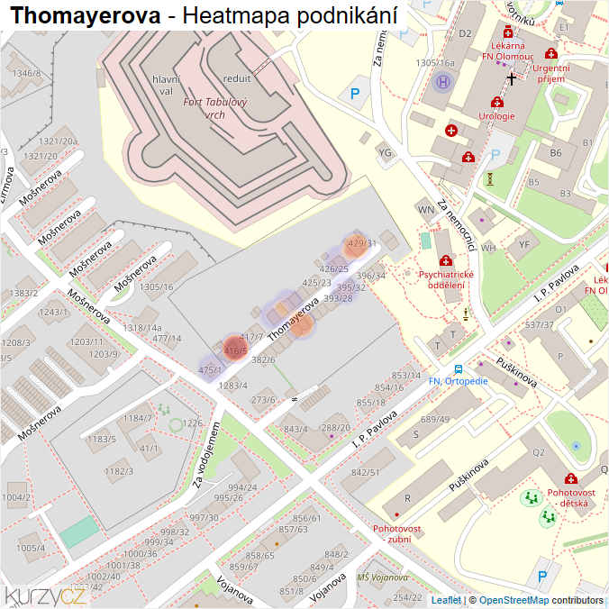 Mapa Thomayerova - Firmy v ulici.