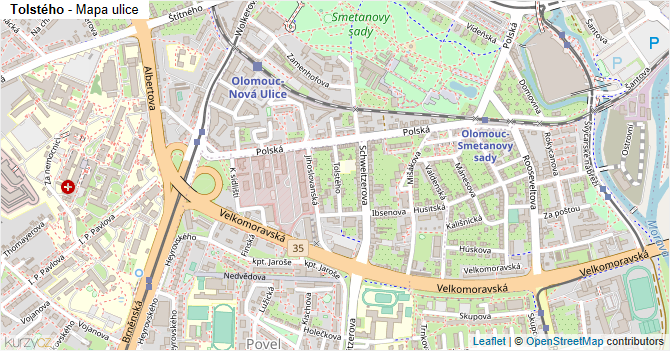 Tolstého - mapa ulice