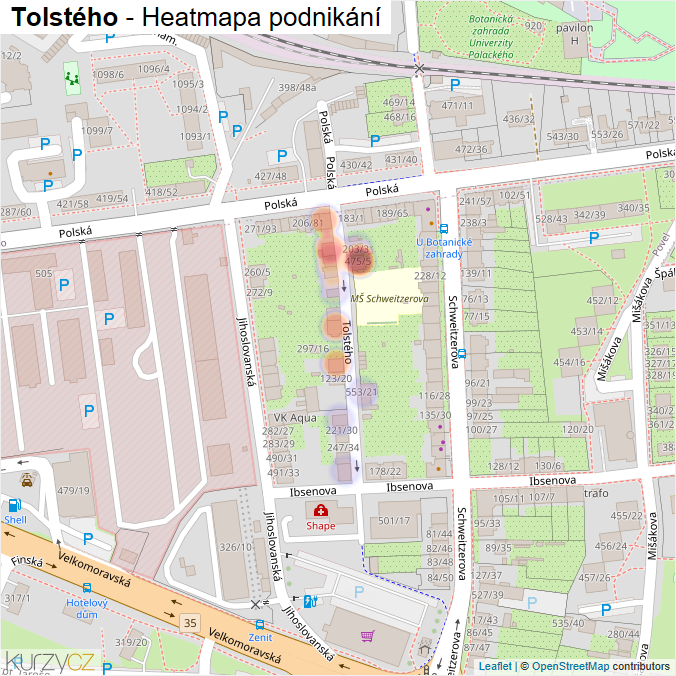 Mapa Tolstého - Firmy v ulici.