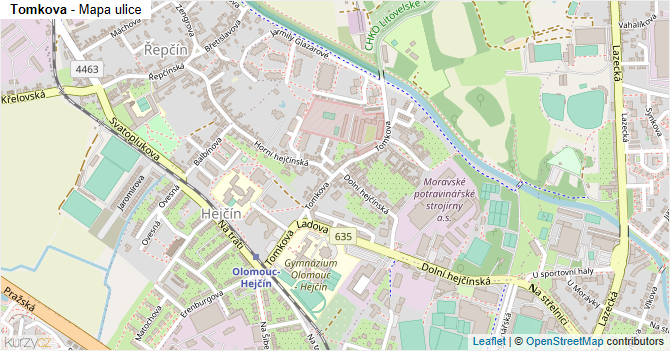 Tomkova - mapa ulice
