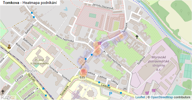 Tomkova - mapa podnikání