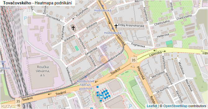 Tovačovského - mapa podnikání