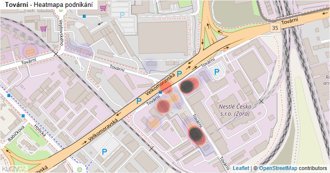 Tovární - mapa podnikání