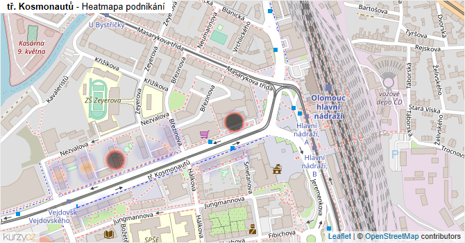 tř. Kosmonautů - mapa podnikání