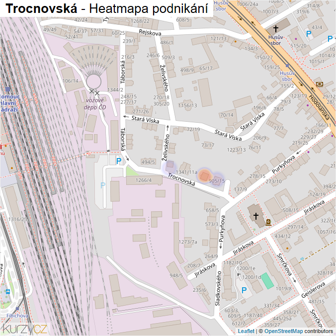 Mapa Trocnovská - Firmy v ulici.