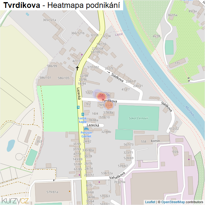 Mapa Tvrdíkova - Firmy v ulici.