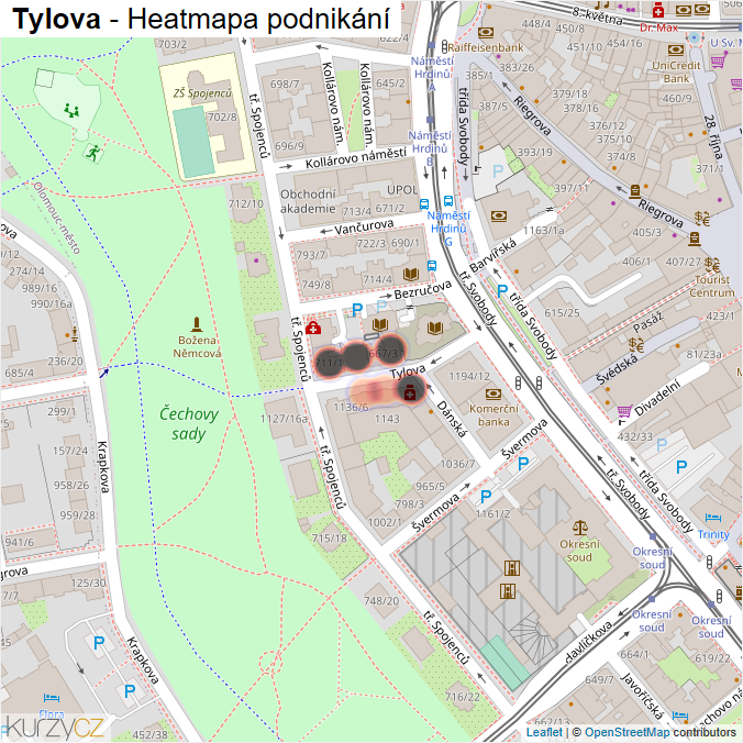 Mapa Tylova - Firmy v ulici.