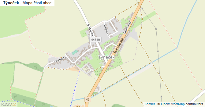 Týneček - mapa části obce