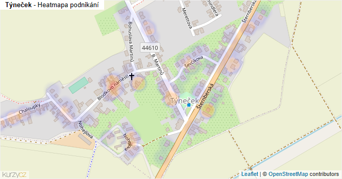 Týneček - mapa podnikání