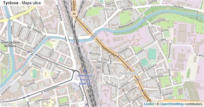 Tyršova - mapa ulice