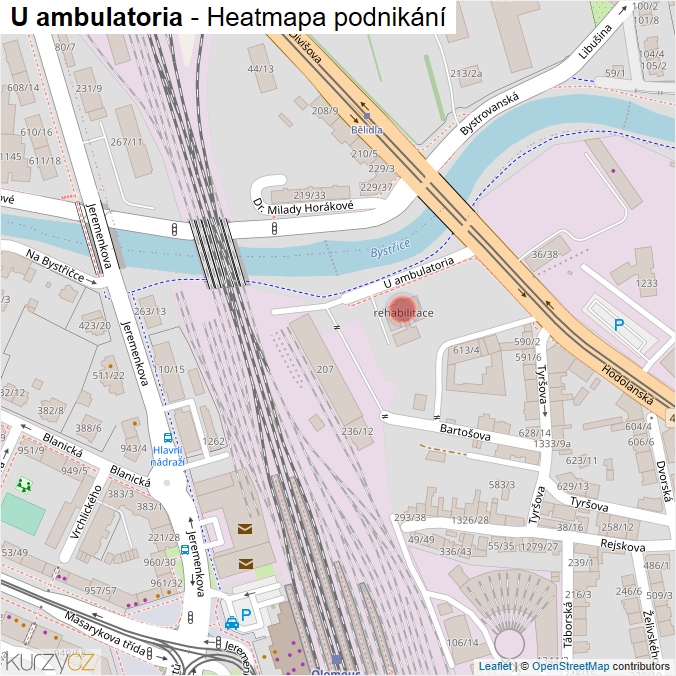 Mapa U ambulatoria - Firmy v ulici.