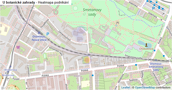 U botanické zahrady - mapa podnikání