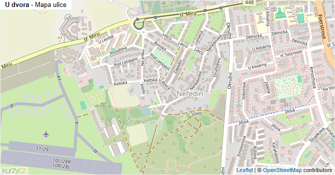 U dvora - mapa ulice