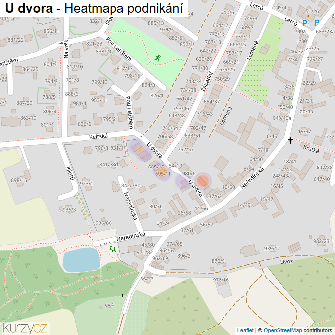 Mapa U dvora - Firmy v ulici.