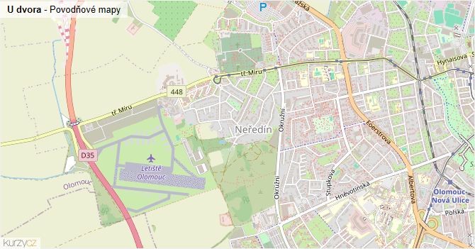 U dvora - záplavové mapy stoleté vody