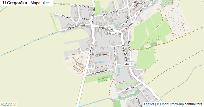 U Gregoráku - mapa ulice