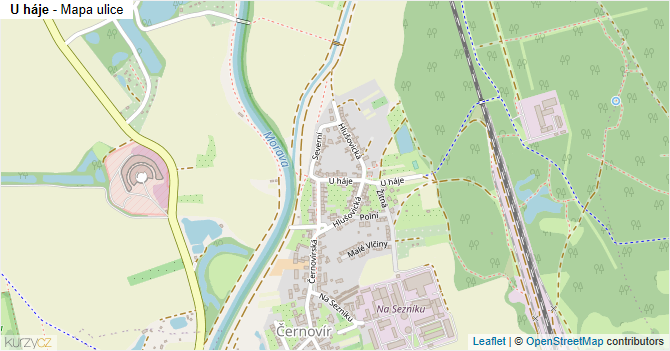 U háje - mapa ulice