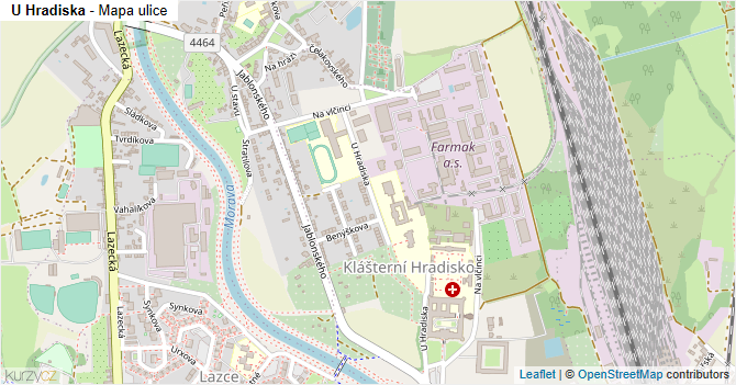 U Hradiska - mapa ulice