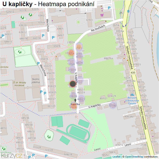 Mapa U kapličky - Firmy v ulici.