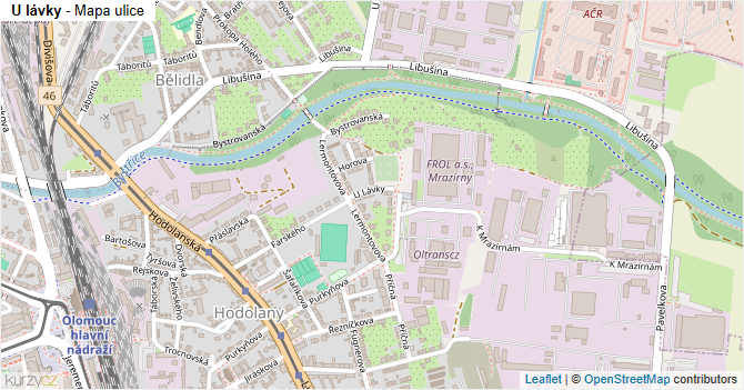 U lávky - mapa ulice