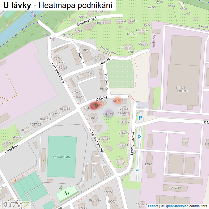 Mapa U lávky - Firmy v ulici.
