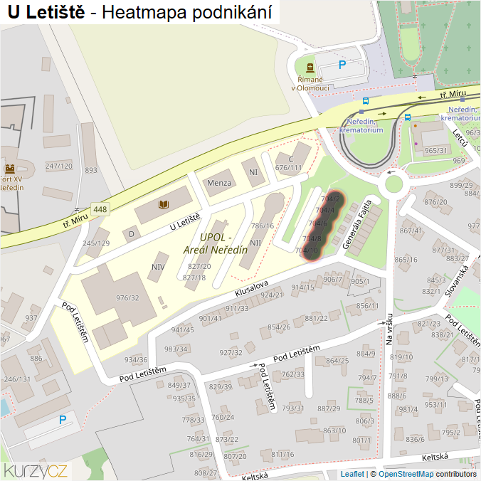 Mapa U Letiště - Firmy v ulici.