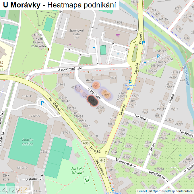 Mapa U Morávky - Firmy v ulici.