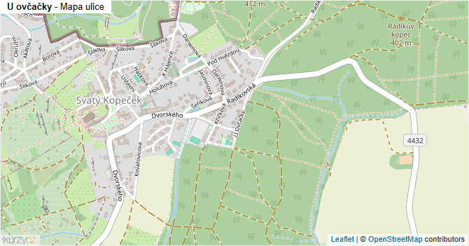 U ovčačky - mapa ulice