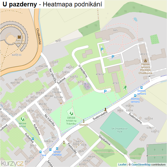 Mapa U pazderny - Firmy v ulici.