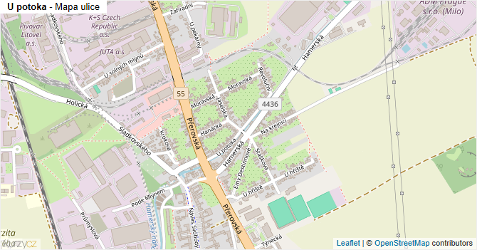 U potoka - mapa ulice