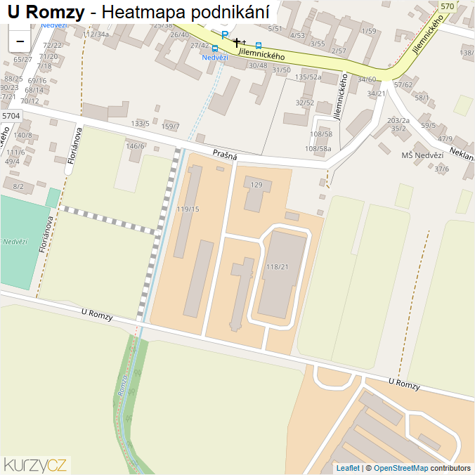 Mapa U Romzy - Firmy v ulici.