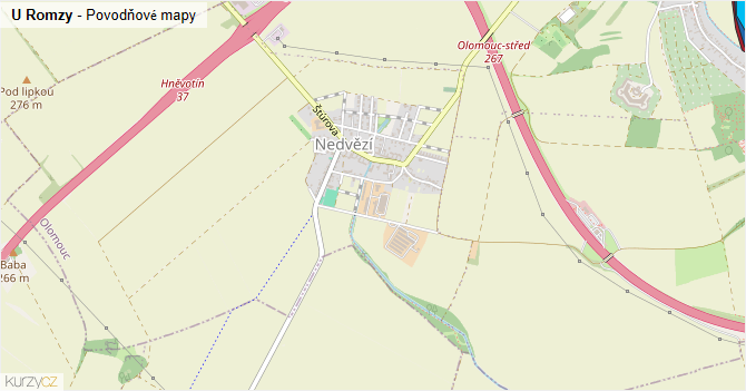 U Romzy - záplavové mapy stoleté vody